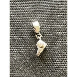 Retired Pandora ALE 925 Sterling Silver baby girl bootie dangle charm two tone